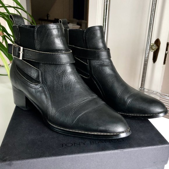 Tony Bianco Black Leather Rigby Ankle Boots Size 9.5 - Picture 2 of 10